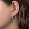 14K White Gold French Pave 30mm Round Inside Out Diamond Hoop Earrings - 1.45 ct