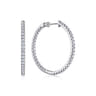 14K White Gold French Pave 30mm Round Inside Out Diamond Hoop Earrings - 1.9 ct