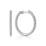 14K White Gold French Pave 30mm Round Inside Out Diamond Hoop Earrings - 2.4 ct