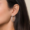 14K White Gold French Pave 30mm Round Inside Out Diamond Hoop Earrings - 2.4 ct