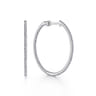 14K White Gold French Pave 30mm Round Inside Out Diamond Hoop Earrings - 2.8 ct