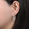 14K White Gold French Pave 30mm Round Inside Out Diamond Hoop Earrings - 2.8 ct