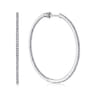 14K White Gold French Pave 40mm Round Inside Out Diamond Hoop Earrings - 1.05 ct