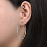 14K White Gold French Pave 40mm Round Inside Out Diamond Hoop Earrings - 1.05 ct