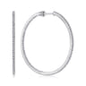 14K White Gold French Pave 40mm Round Inside Out Diamond Hoop Earrings - 1.5 ct
