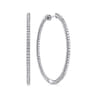 14K White Gold French Pave 40mm Round Inside Out Diamond Hoop Earrings - 1.9 ct