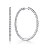 14K White Gold French Pave 40mm Round Inside Out Diamond Hoop Earrings - 2.95 ct