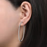 14K White Gold French Pave 50mm Round Inside Out Diamond Hoop Earrings - 1.9 ct