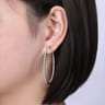 14K White Gold French Pave 50mm Round Inside Out Diamond Hoop Earrings - 1.9 ct