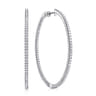 14K White Gold French Pave 50mm Round Inside Out Diamond Hoop Earrings - 2.4 ct