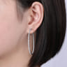 14K White Gold French Pave 50mm Round Inside Out Diamond Hoop Earrings - 2.4 ct