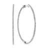 14K White Gold French Pave 50mm Round Inside Out Diamond Hoop Earrings - 1.3 ct