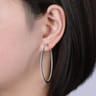 14K White Gold French Pave 50mm Round Inside Out Diamond Hoop Earrings - 1.3 ct