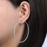 14K White Gold French Pave 60mm Round Inside Out Diamond Hoop Earrings - 2.9 ct