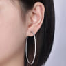 14K White Gold French Pave 60mm Round Inside Out Diamond Hoop Earrings - 2.9 ct
