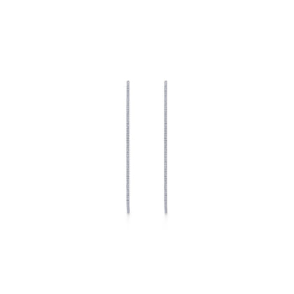 14K White Gold French Pave 70mm Round Inside Out Diamond Hoop Earrings