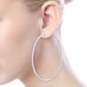 14K White Gold French Pave 70mm Round Inside Out Diamond Hoop Earrings - 1.8 ct