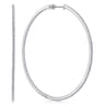 14K White Gold French Pave 70mm Round Inside Out Diamond Hoop Earrings - 2.55 ct