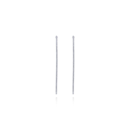 14K White Gold French Pave 70mm Round Inside Out Diamond Hoop Earrings