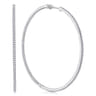 14K White Gold French Pave 70mm Round Inside Out Diamond Hoop Earrings - 3.4 ct