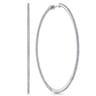 14K White Gold French Pave 80mm Round Inside Out Diamond Hoop Earrings - 1.9 ct