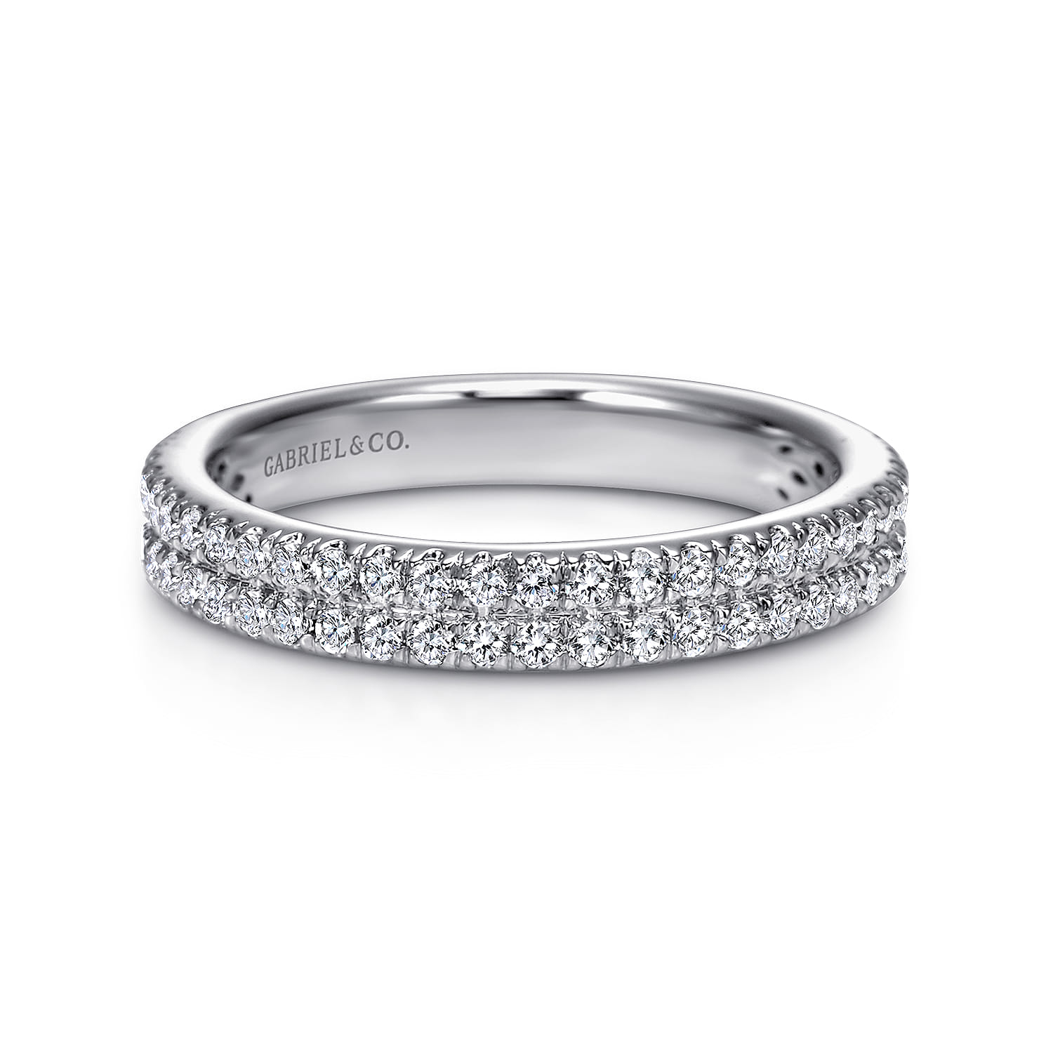 Fancy Wedding Ring in 14k White Gold with Round Natural Diamond at Gabriel & Co. - Shot 1
