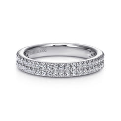 14K White Gold French Pave Diamond Anniversary Band