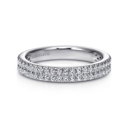 14K White Gold French Pave Diamond Anniversary Band