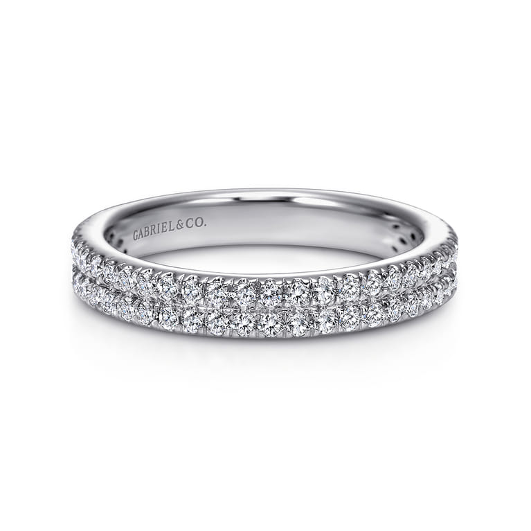 Fancy Wedding Ring in 14k White Gold with Round Natural Diamond at Gabriel & Co. - Shot 1