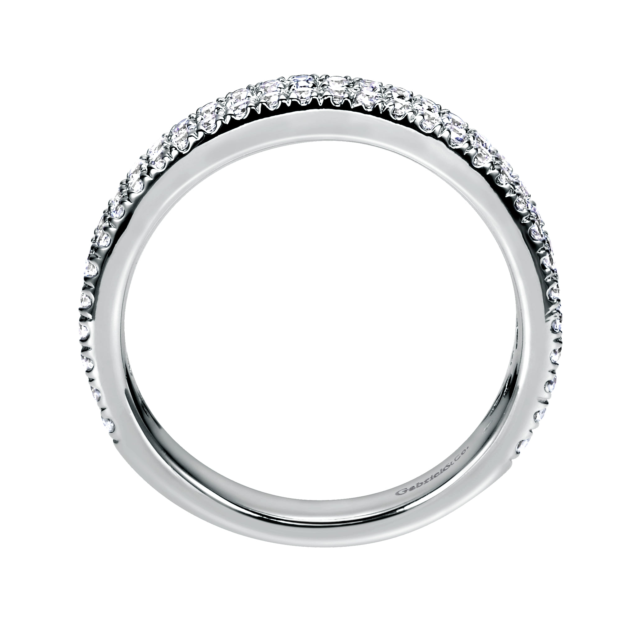 Fancy Wedding Ring in 14k White Gold with Round Natural Diamond at Gabriel & Co. - Shot 2