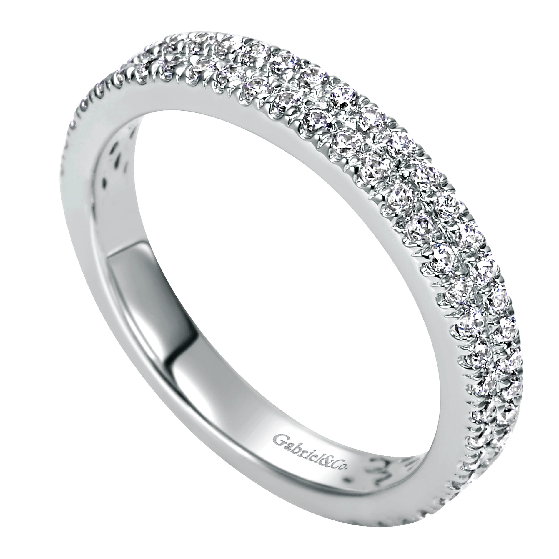 Fancy Wedding Ring in 14k White Gold with Round Natural Diamond at Gabriel & Co. - Shot 3