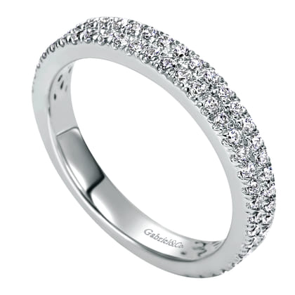 14K White Gold French Pave Diamond Anniversary Band