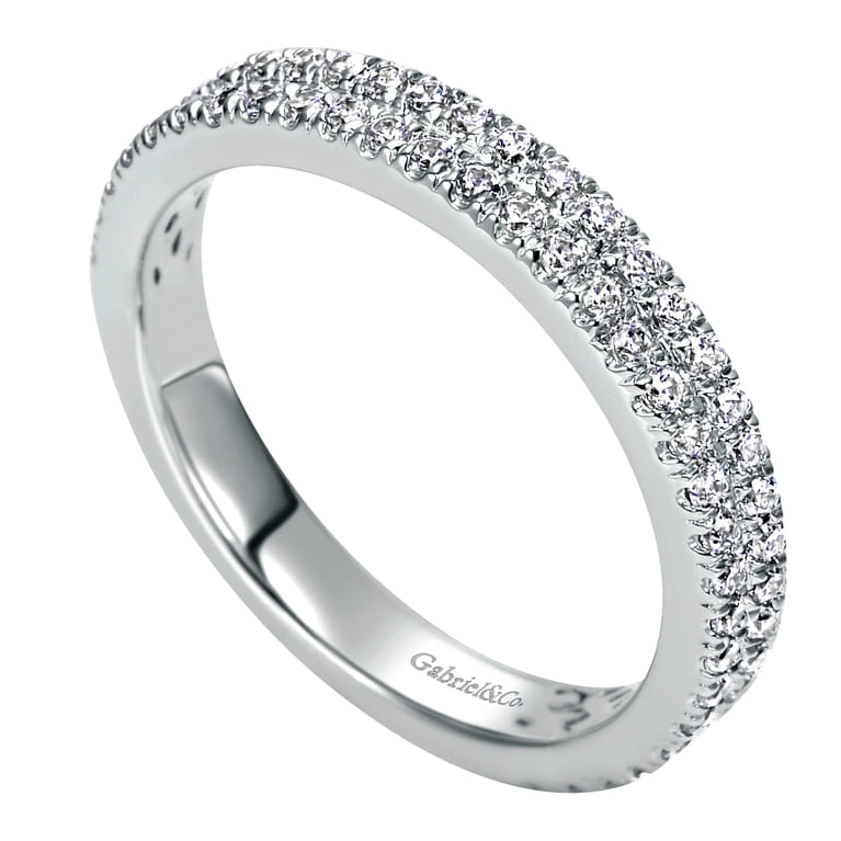 Fancy Wedding Ring in 14k White Gold with Round Natural Diamond at Gabriel & Co. - Shot 3