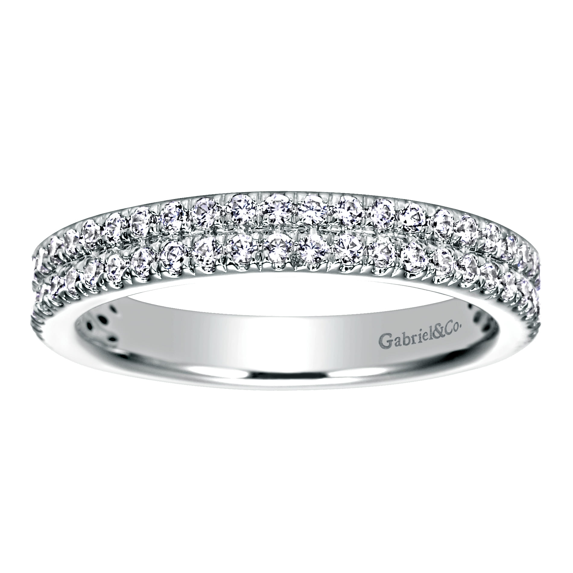 Fancy Wedding Ring in 14k White Gold with Round Natural Diamond at Gabriel & Co. - Shot 4