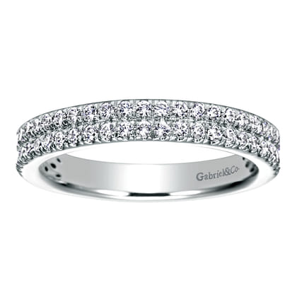 14K White Gold French Pave Diamond Anniversary Band