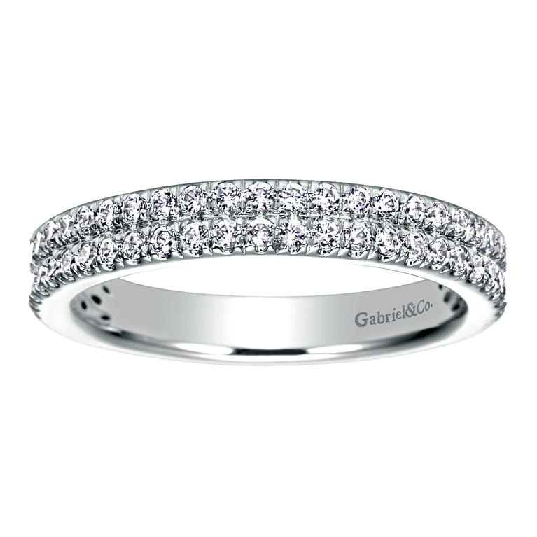 Fancy Wedding Ring in 14k White Gold with Round Natural Diamond at Gabriel & Co. - Shot 4