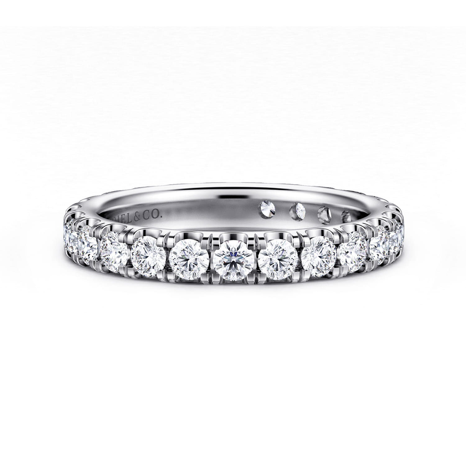 Eternity Band Wedding Ring in 14k White Gold with Round Natural Diamond at Gabriel & Co. - Shot 1