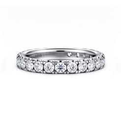14K White Gold French Pave Set Diamond Eternity Band