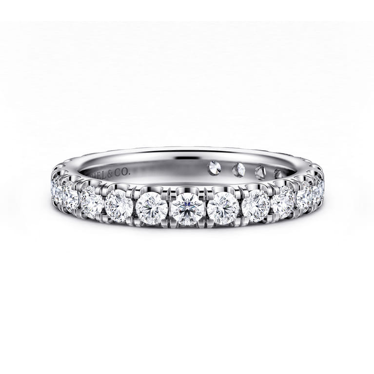 Eternity Band Wedding Ring in 14k White Gold with Round Natural Diamond at Gabriel & Co. - Shot 1