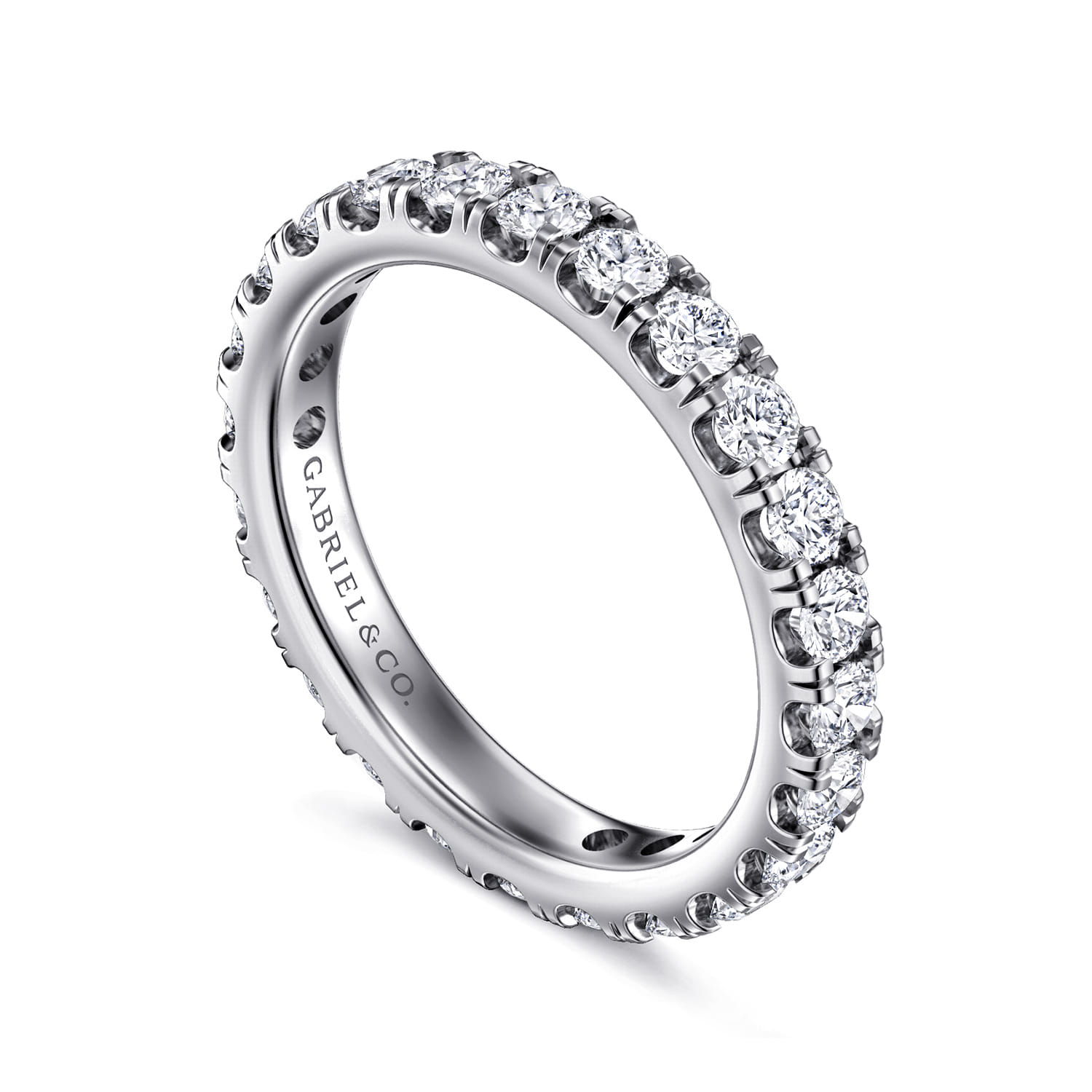 Eternity Band Wedding Ring in 14k White Gold with Round Natural Diamond at Gabriel & Co. - Shot 3