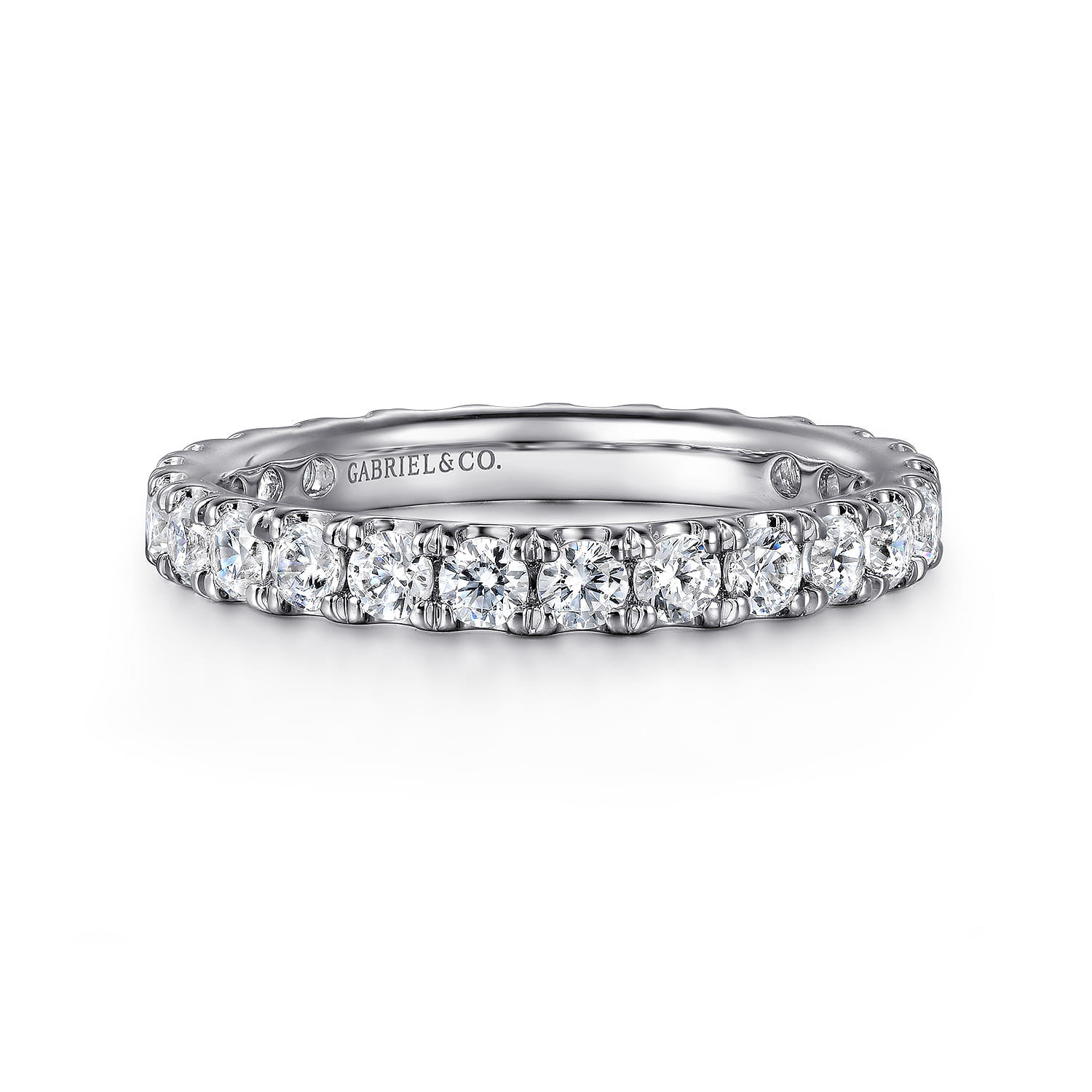Eternity Band Wedding Ring in 14k White Gold with Round Natural Diamond at Gabriel & Co. - Shot 1