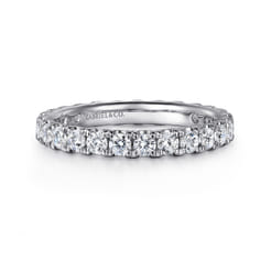 14K White Gold French Pave Set Diamond Eternity Band