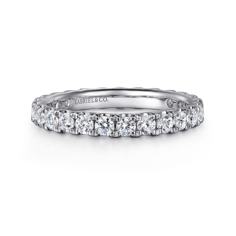 Eternity Band Wedding Ring in 14k White Gold with Round Natural Diamond at Gabriel & Co. - Shot 1