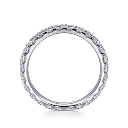 14K White Gold French Pave Set Diamond Eternity Band
