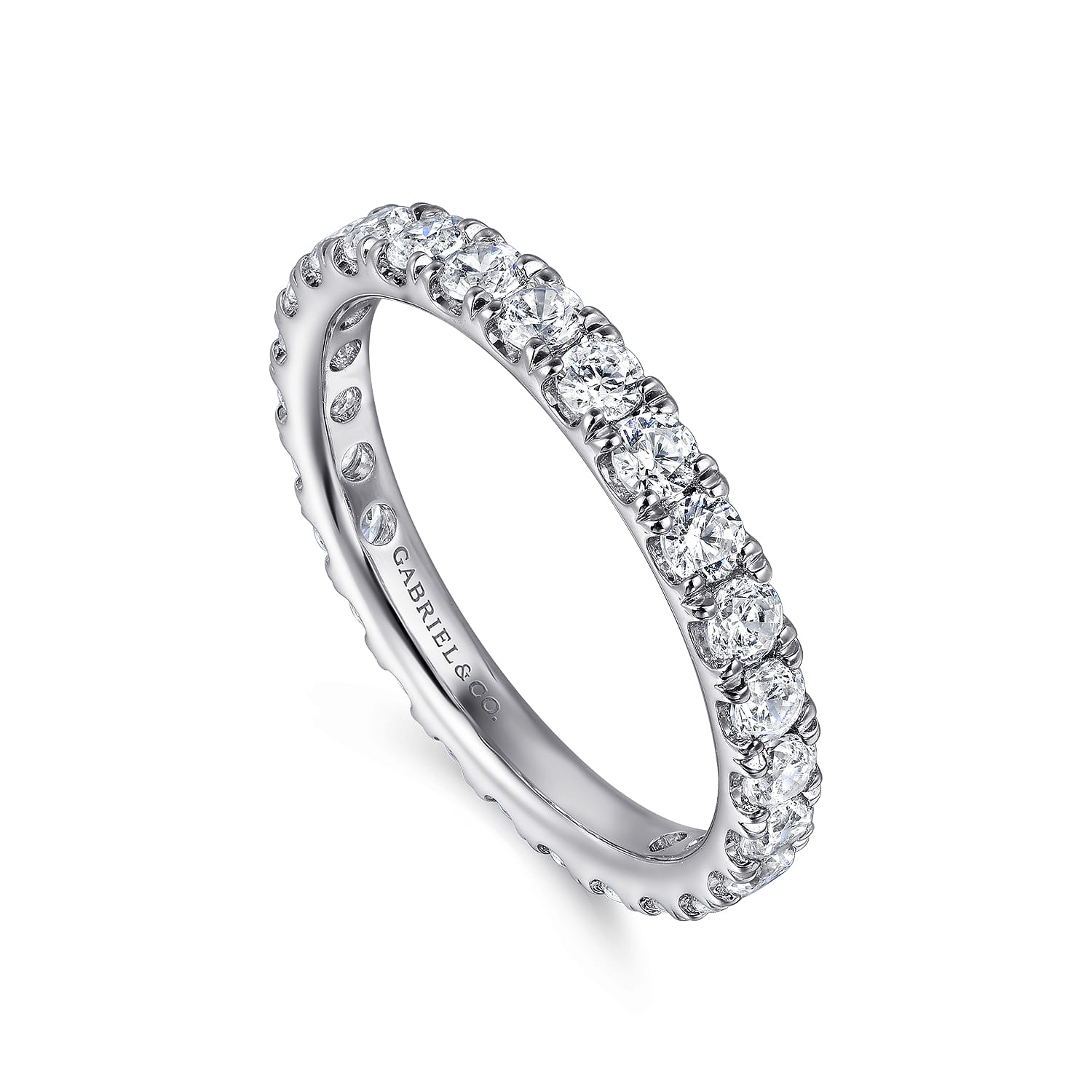 Eternity Band Wedding Ring in 14k White Gold with Round Natural Diamond at Gabriel & Co. - Shot 3