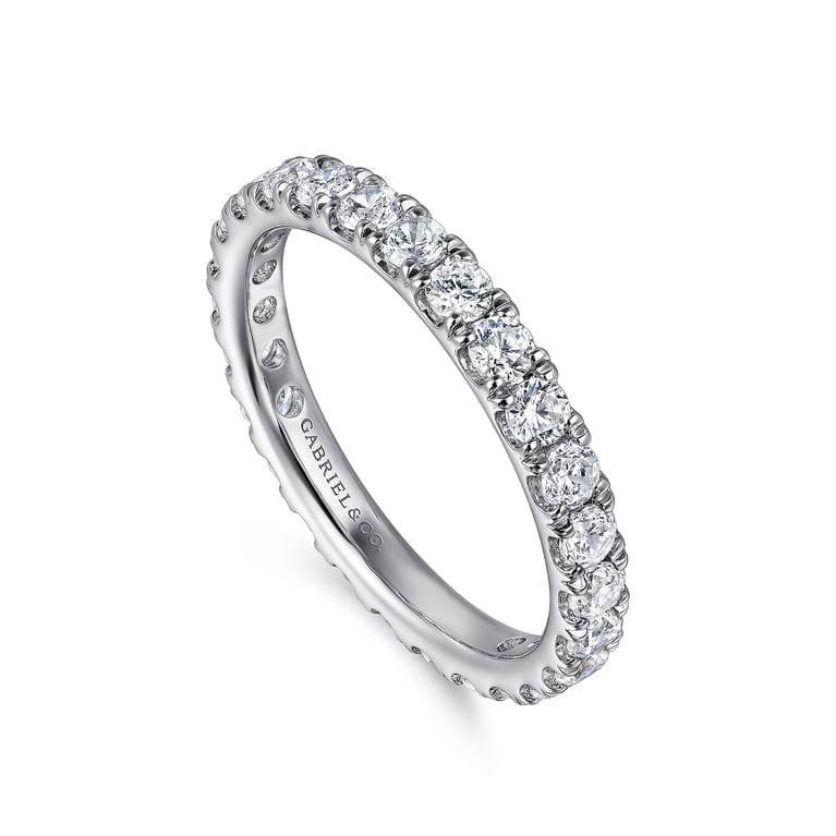 Eternity Band Wedding Ring in 14k White Gold with Round Natural Diamond at Gabriel & Co. - Shot 3