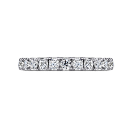 14K White Gold French Pave Set Diamond Eternity Band