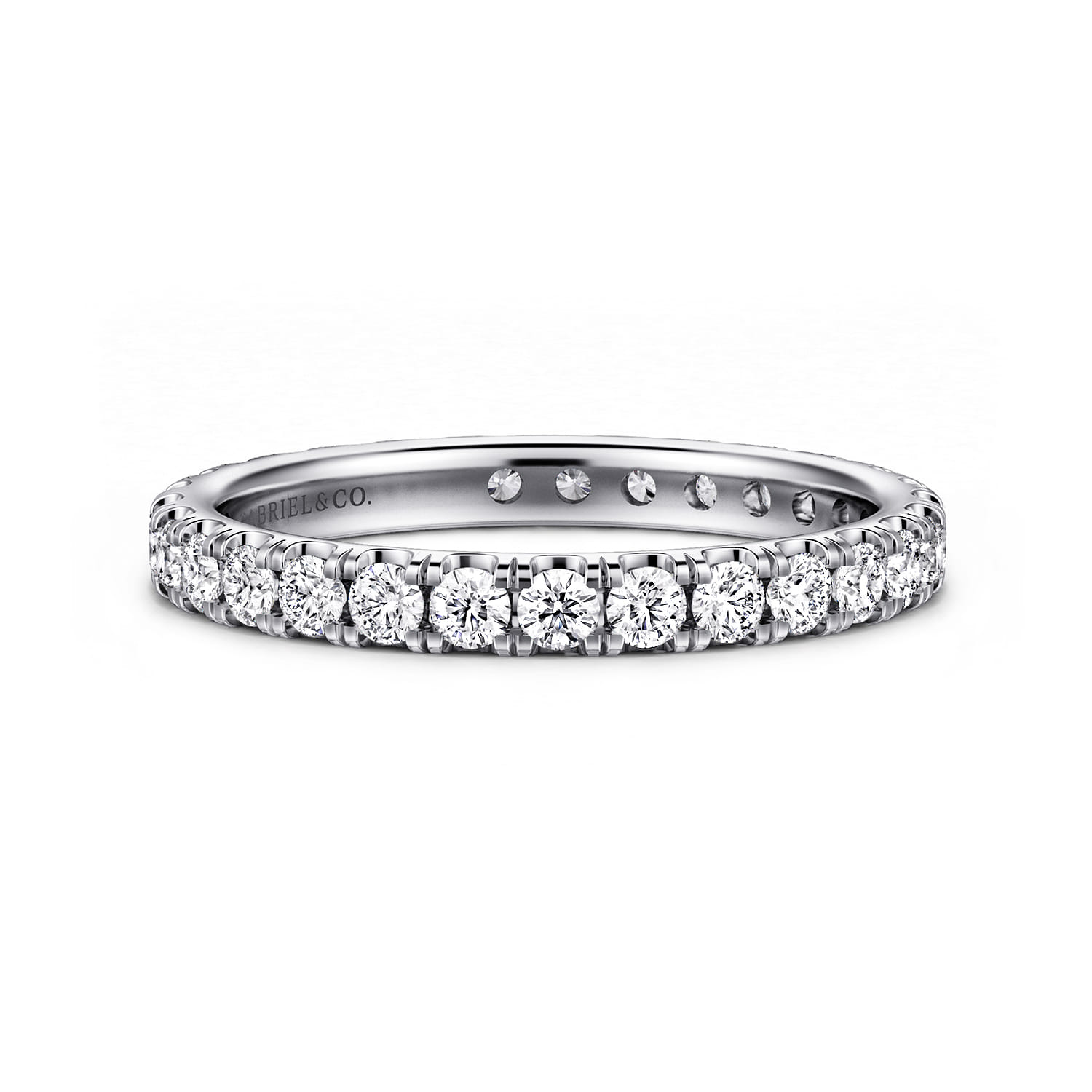 Eternity Band Wedding Ring in 14k White Gold with Round Natural Diamond at Gabriel & Co. - Shot 1