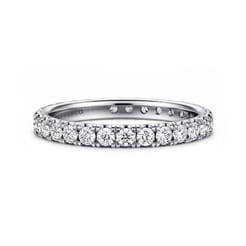 14K White Gold French Pave Set Diamond Eternity Band