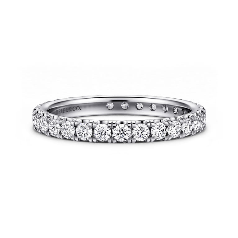 Eternity Band Wedding Ring in 14k White Gold with Round Natural Diamond at Gabriel & Co. - Shot 1